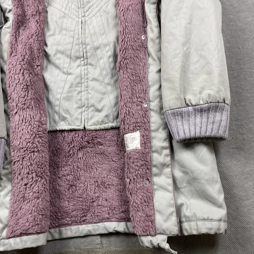 Vintage‎ Mod Maid Jacket Womens Medium Fleece Lined Y2K Long Coat Gray Full Zip